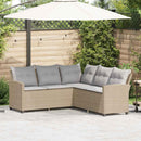 L-formet sofa med hynder polyrattan beige