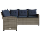 L-formet sofa med hynder polyrattan grå