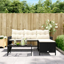 havesofa med bord og hynder L-formet polyrattan sort
