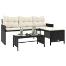 havesofa med bord og hynder L-formet polyrattan sort