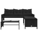 havesofa med bord og hynder L-formet polyrattan sort