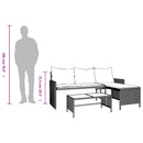 havesofa med bord og hynder L-formet polyrattan brun