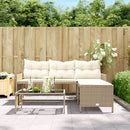 havesofa med bord og hynder L-formet polyrattan beige