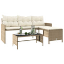 havesofa med bord og hynder L-formet polyrattan beige