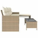 havesofa med bord og hynder L-formet polyrattan beige