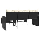havesofa med bord og hynder L-formet polyrattan sort