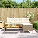 havesofa med bord og hynder L-formet polyrattan beige
