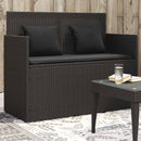 havebænk med hynder polyrattan sort