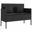 havebænk med hynder polyrattan sort