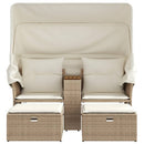 2-personers havesofa med baldakin og skamler polyrattan beige