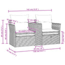 2-personers havesofa med skamler polyrattan sort
