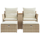 2-personers havesofa med skamler polyrattan beige