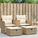 2-personers havesofa med skamler polyrattan beige