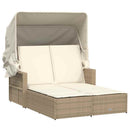 solseng med baldakin og hynder polyrattan beige