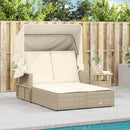 solseng med baldakin og hynder polyrattan beige