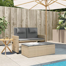 havebænk med hynder og lænefunktion polyrattan beige