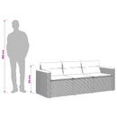 3-personers havesofa med hynder polyrattan sort