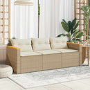 3-personers havesofa med hynder polyrattan beige