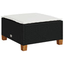 haveskammel med hynde 63,5x56x32 cm polyrattan sort