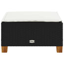 haveskammel med hynde 63,5x56x32 cm polyrattan sort