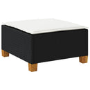 haveskammel med hynde 63,5x56x32 cm polyrattan sort