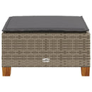 haveskammel med hynde 63,5x56x32 cm polyrattan grå