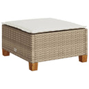 haveskammel med hynde 63,5x56x32 cm polyrattan beige