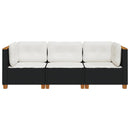 3-personers havesofa med hynder polyrattan sort