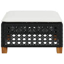 haveskammel med hynde 63,5x56x32 cm polyrattan sort