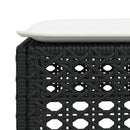 haveskammel med hynde 63,5x56x32 cm polyrattan sort