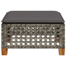 haveskammel med hynde 63,5x56x32 cm polyrattan grå