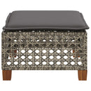 haveskammel med hynde 63,5x56x32 cm polyrattan grå