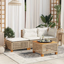 haveskammel med hynde 63,5x56x32 cm polyrattan beige