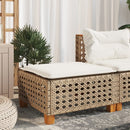 haveskammel med hynde 63,5x56x32 cm polyrattan beige