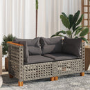 hjørnemoduler til havesofa 2 stk. med hynder polyrattan grå