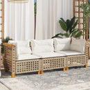 3-personers havesofa med hynder polyrattan beige