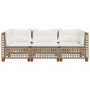 3-personers havesofa med hynder polyrattan beige