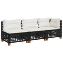 3-personers havesofa med hynder polyrattan sort