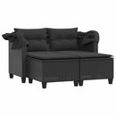 2-personers havesofa med baldakin og skamler polyrattan sort