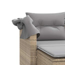 2-personers havesofa med baldakin og skamler polyrattan beige