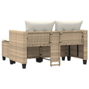 2-personers havesofa med skamler polyrattan beige