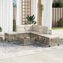 hjørnesofasæt til haven 3 dele med hynder polyrattan beige