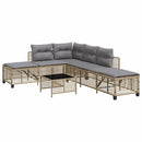 hjørnesofasæt til haven 3 dele med hynder polyrattan beige