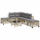 hjørnesofasæt til haven 3 dele med hynder polyrattan beige
