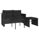 sofasæt til haven 3 dele med hynder polyrattan sort