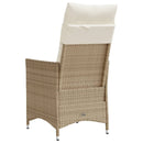 havestol med lænefunktion og hynder polyrattan beige
