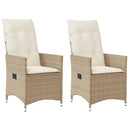 havestole 2 stk. med lænefunktion og hynder polyrattan beige