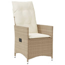 havestole 2 stk. med lænefunktion og hynder polyrattan beige