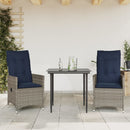 havestole med lænefunktion 2 stk. med hynder grå polyrattan