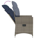 havestole med lænefunktion 2 stk. med hynder grå polyrattan